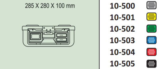 Standard sterilizáló doboz, 285x280x100 mm, felül perforált, szürke - Image 2