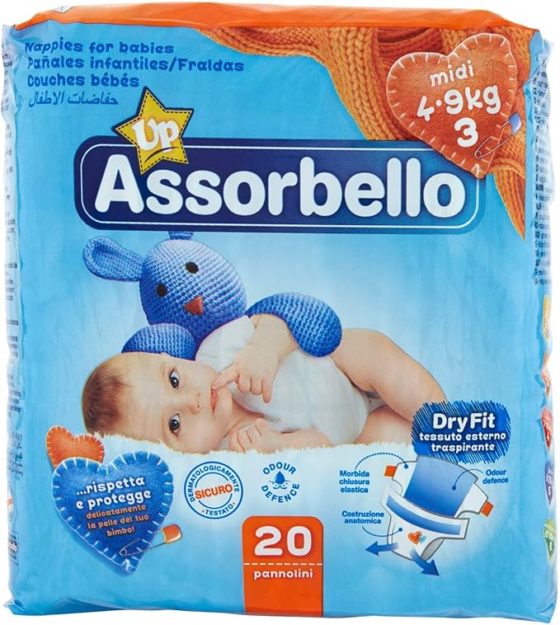 Assorbello gyermek pelenka, midi, 4-9 kg, 20 db/csomag - Image 2