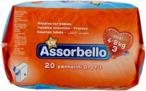 Assorbello gyermek pelenka, midi, 4-9 kg, 20 db/csomag - Image 4