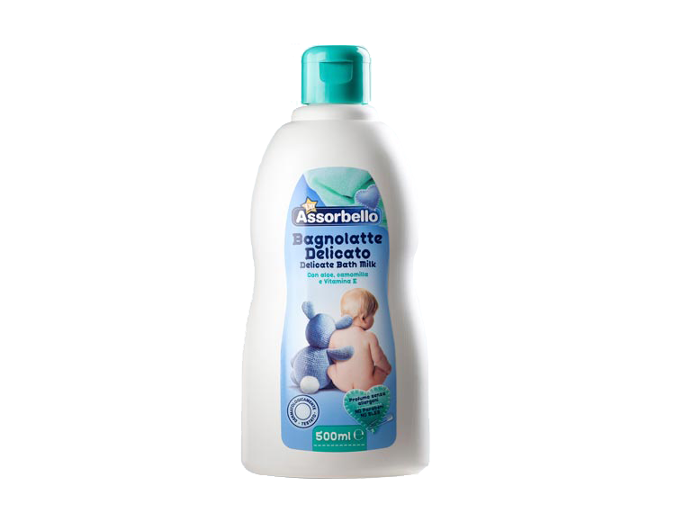 Assorbello finom fürdőtej, baba tusfürdő, kamillával és E-vitaminnal, 500 ml
