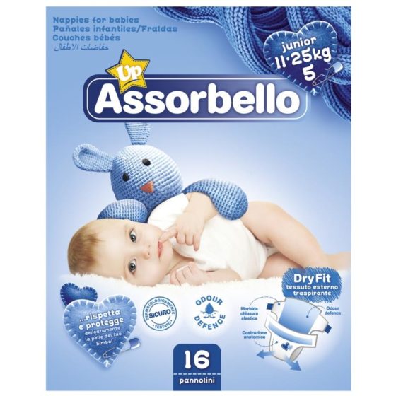Assorbello gyermek pelenka, Junior, 11-25 kg, 16 db/csomag