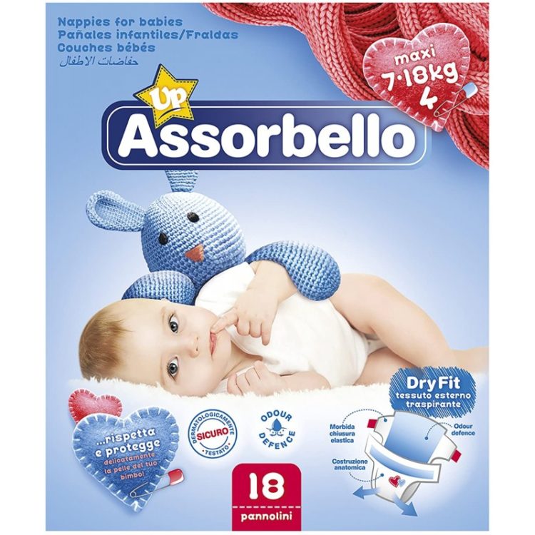Assorbello gyermek pelenka, Maxi, 7-18 kg, 18 db/csomag