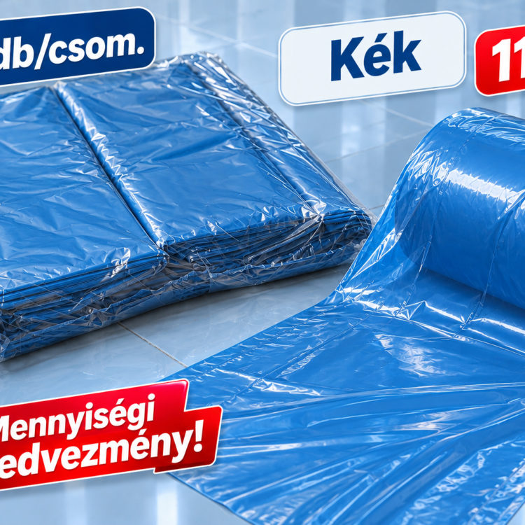 Kék hulladékgyűjtő zsák – 110l-es, 200 db/csom. (75 ft/db)