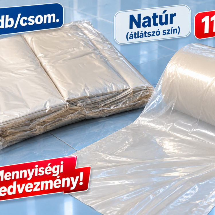 Natúr/átlátszó hulladékgyűjtő zsák – 110l-es, 200 db/csom. (80 ft/db)