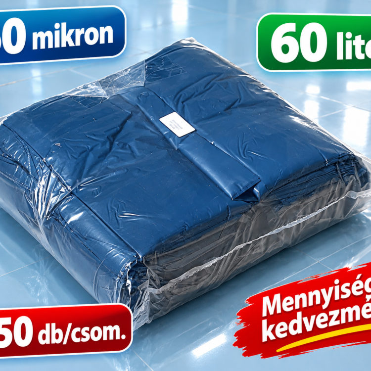 Kék hulladékgyűjtő zsák, kicsi – 60l-es, 250 db/csom. (22 ft/db)