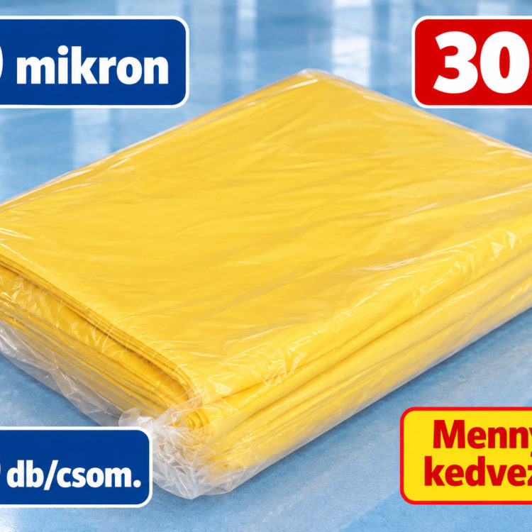 Sárga hulladékgyűjtő zsák – 30l-es, 100 db/csom. (54 ft/db)