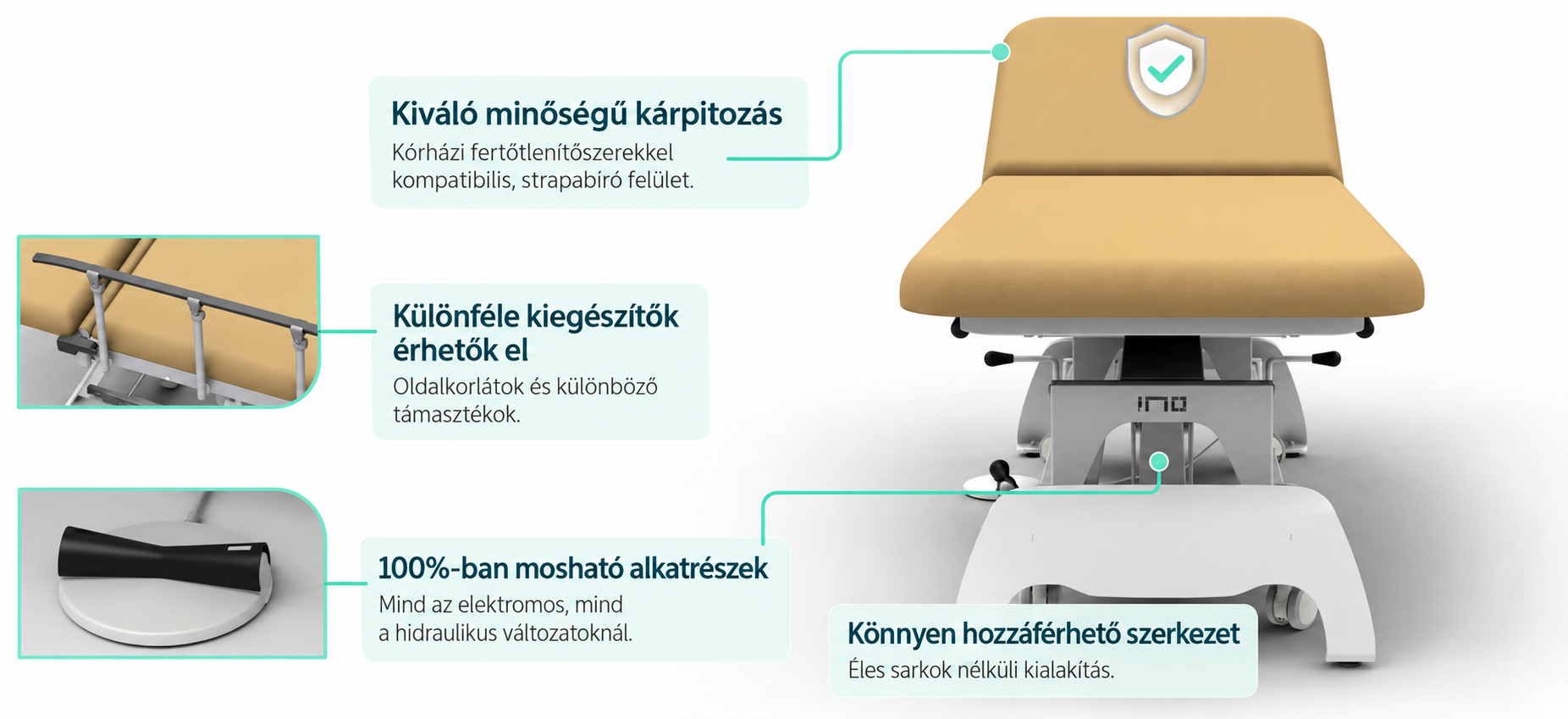 ALERA vizsgálóágy - Elektromos és hidraulikus magasságállítás, papírtekercs tartóval, 2/3 szekciós - Image 3